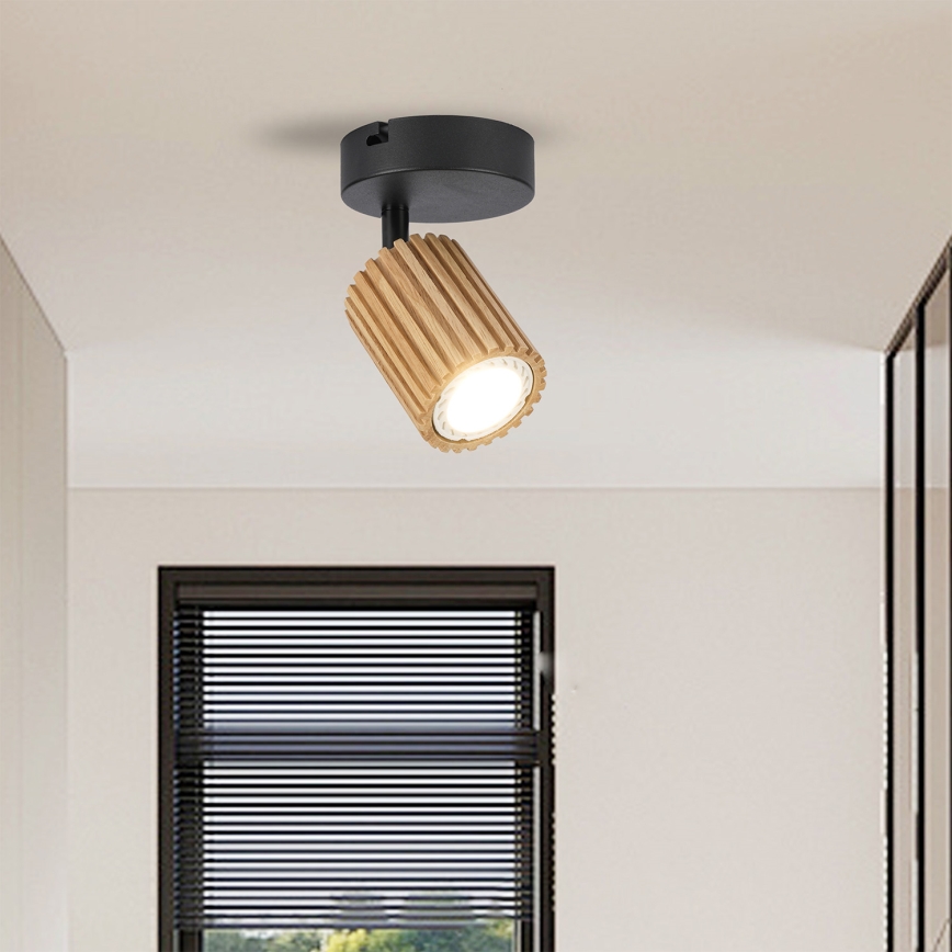 Brilagi - Επιτοίχιο φωτιστικό σποτ MODERN WOOD 1xGU10/8W/230V ξύλο/μαύρο