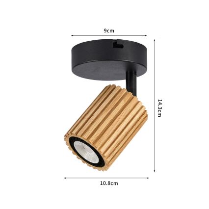 Brilagi - Επιτοίχιο φωτιστικό σποτ MODERN WOOD 1xGU10/8W/230V ξύλο/μαύρο