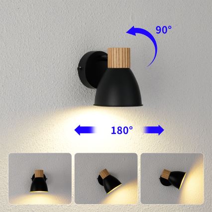 Brilagi - Επιτοίχιο φωτιστικό σποτ ODENSE 1xE14/10W/230V ξύλο/μαύρο