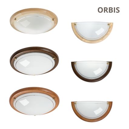 Brilagi - Επιτοίχιο φωτιστικό ORBIS 1xE27/60W/230V 30 cm από πεύκο