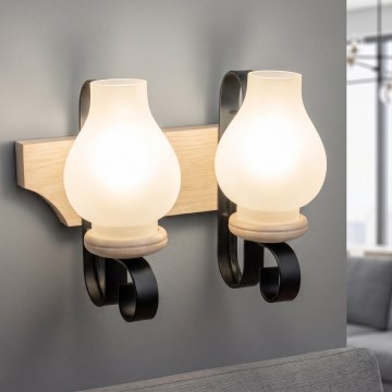 Brilagi - Επιτοίχιο φωτιστικό QUEEN 2xE14/40W/230V σε απόχρωση δρυός