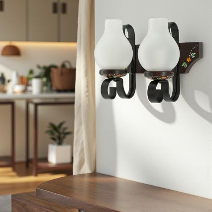 Brilagi - Επιτοίχιο φωτιστικό QUEEN 2xE14/40W/230V οξιά/βένγκε