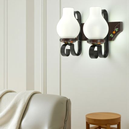 Brilagi - Επιτοίχιο φωτιστικό QUEEN 2xE14/40W/230V οξιά/βένγκε