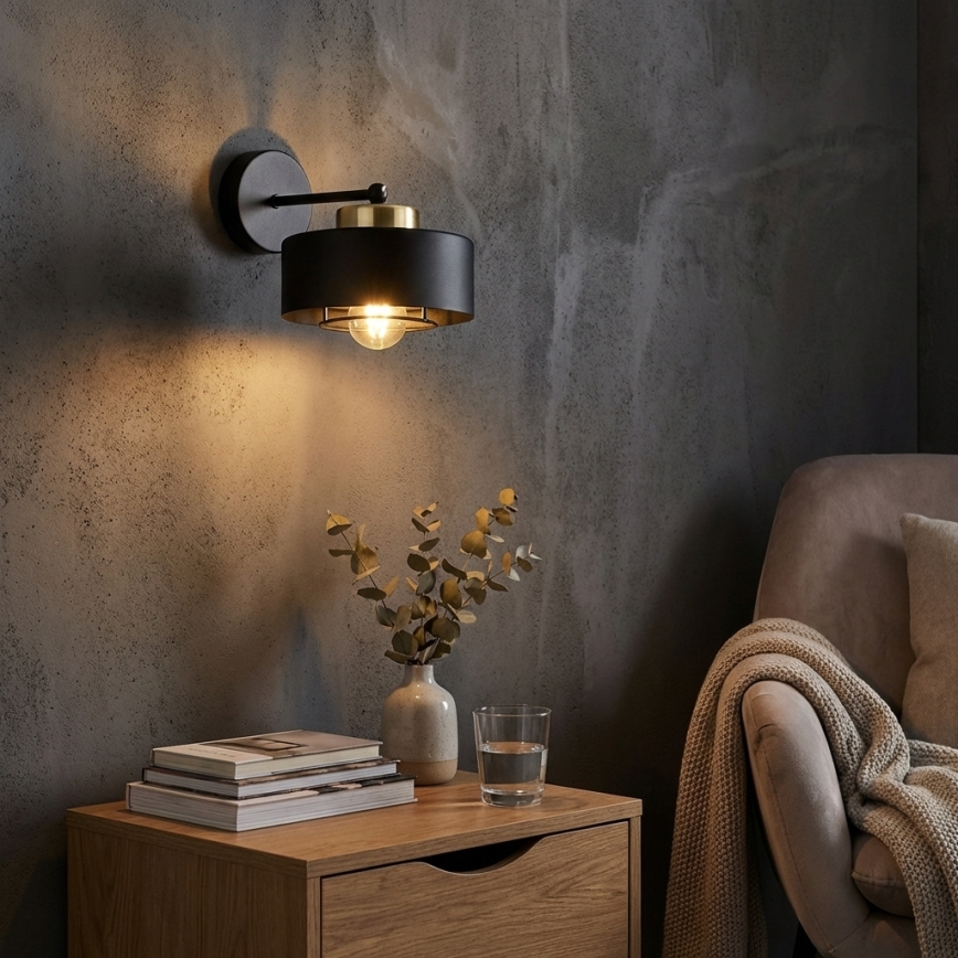 Brilagi - Επιτοίχιο φωτιστικό SPRING 1xE27/60W/230V μαύρο/χρυσό