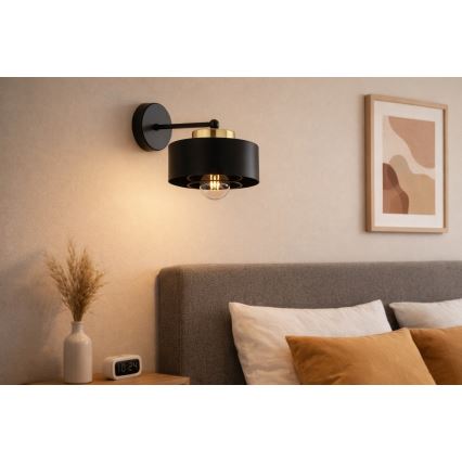 Brilagi - Επιτοίχιο φωτιστικό SPRING 1xE27/60W/230V μαύρο/χρυσό