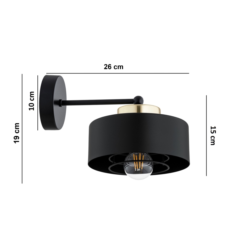 Brilagi - Επιτοίχιο φωτιστικό SPRING 1xE27/60W/230V μαύρο/χρυσό