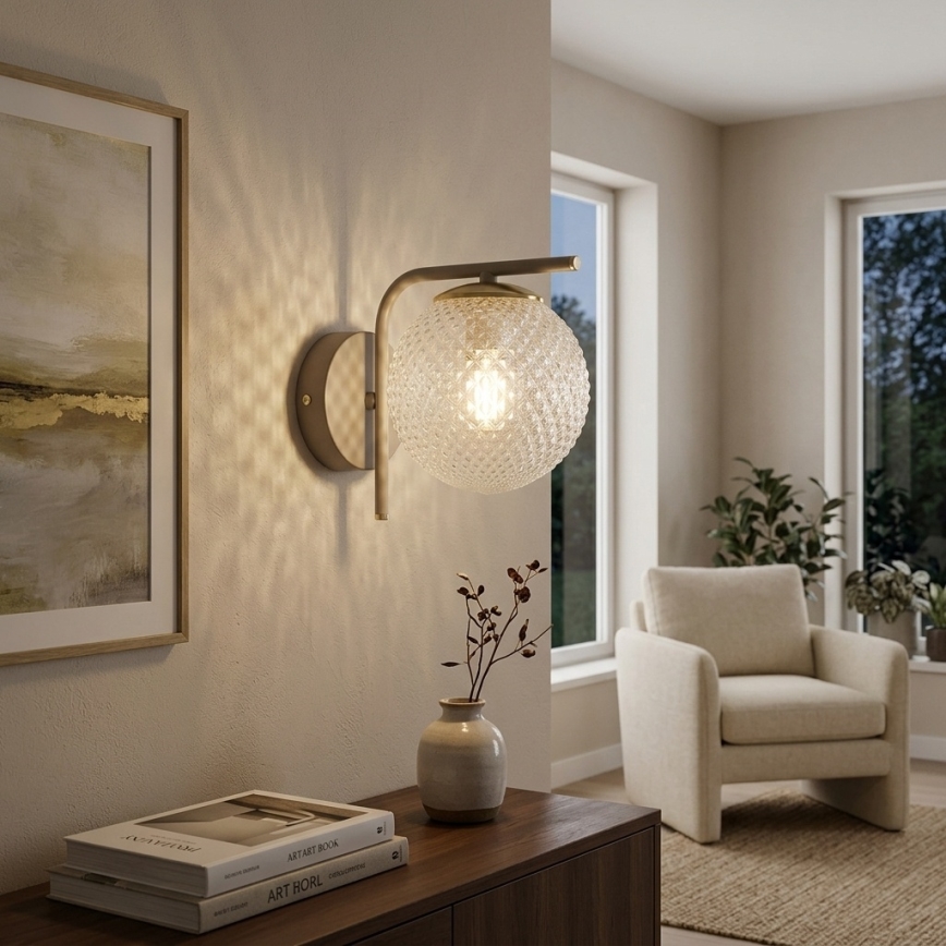 Brilagi - Επιτοίχιο φωτιστικό STELLA 1xE27/60W/230V μπεζ/χρυσό