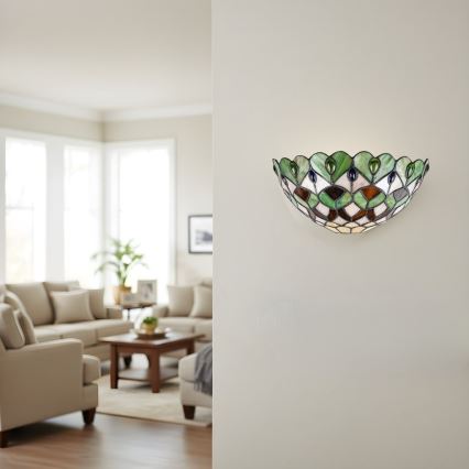 Brilagi - Επιτοίχιο φωτιστικό Tiffany βιτρώ MARGARET 1xE27/40W/230V