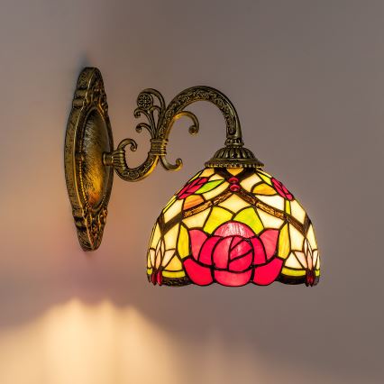 Brilagi - Επιτοίχιο φωτιστικό Tiffany με βιτρώ GARLAN 1xE27/40W/230V