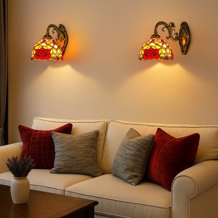 Brilagi - Επιτοίχιο φωτιστικό Tiffany με βιτρώ GARLAN 1xE27/40W/230V