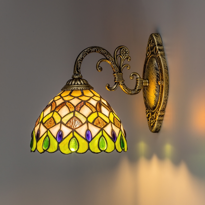 Brilagi - Επιτοίχιο φωτιστικό Tiffany με βιτρώ MARGARET 1xE27/40W/230V