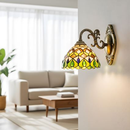 Brilagi - Επιτοίχιο φωτιστικό Tiffany με βιτρώ MARGARET 1xE27/40W/230V