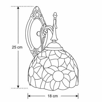 Brilagi - Επιτοίχιο φωτιστικό Tiffany με βιτρώ SUNFLOWER 1xE14/40W/230V