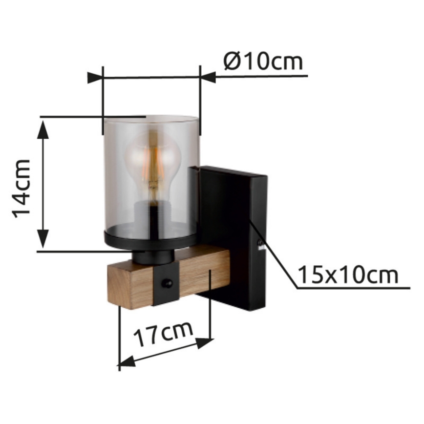 Brilagi - Επιτοίχιο φωτιστικό VISTA 1xE27/60W/230V σε απόχρωση δρυός