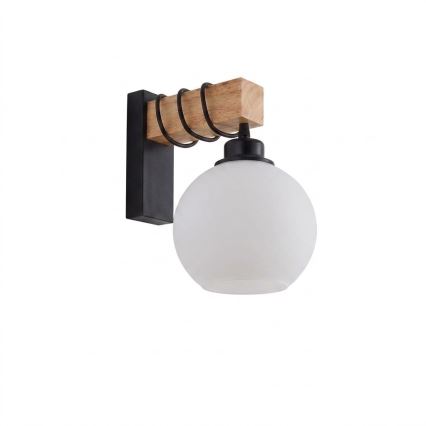 Brilagi - Επιτοίχιο φωτιστικό WOOD GLASS 1xE27/60W/230V πεύκο/μαύρο/λευκό