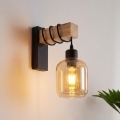 Brilagi - Επιτοίχιο φωτιστικό WOOD GLASS 1xE27/60W/230V πεύκο/μαύρο/καπνιστό καφέ