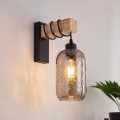 Brilagi - Επιτοίχιο φωτιστικό WOOD GLASS 1xE27/60W/230V πεύκο/μαύρο/καπνιστό καστανό