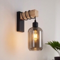 Brilagi - Επιτοίχιο φωτιστικό WOOD GLASS 1xE27/60W/230V πεύκο/μαύρο/καπνιστό γκρι