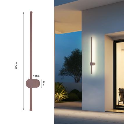 Brilagi - LED Επιτοίχιο φωτιστικό εξωτερικού χώρου AURA LED/12W/230V 3000K IP54 65 cm καφέ CRI 90