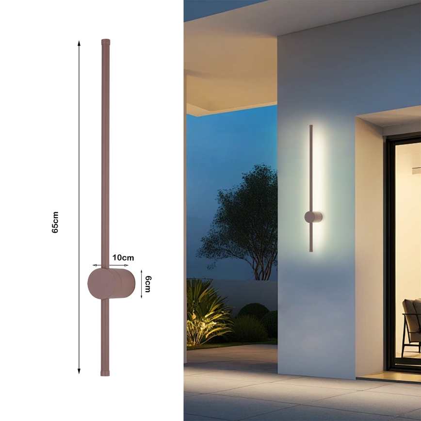 Brilagi - LED Επιτοίχιο φωτιστικό εξωτερικού χώρου AURA LED/12W/230V 3000K IP54 65 cm καφέ CRI 90