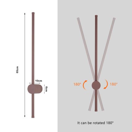 Brilagi - LED Επιτοίχιο φωτιστικό εξωτερικού χώρου AURA LED/12W/230V 3000K IP54 65 cm καφέ CRI 90