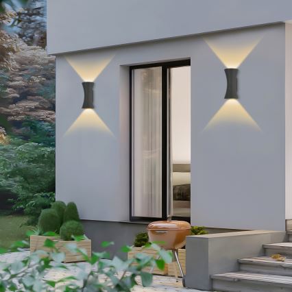 Brilagi - Επιτοίχιο φωτιστικό εξωτερικού χώρου BICON LED/10W/230V ανθρακί IP44