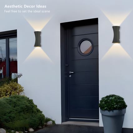 Brilagi - Επιτοίχιο φωτιστικό εξωτερικού χώρου BICON LED/10W/230V ανθρακί IP44