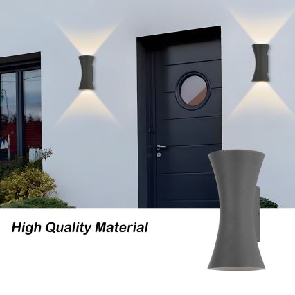 Brilagi - Επιτοίχιο φωτιστικό εξωτερικού χώρου BICON LED/10W/230V ανθρακί IP44