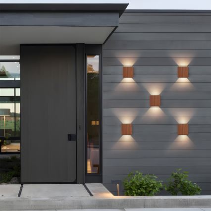 Brilagi - Επιτοίχιο φωτιστικό εξωτερικού χώρου DOUBLERAY LED/6W/230V απομίμηση ξύλου IP54
