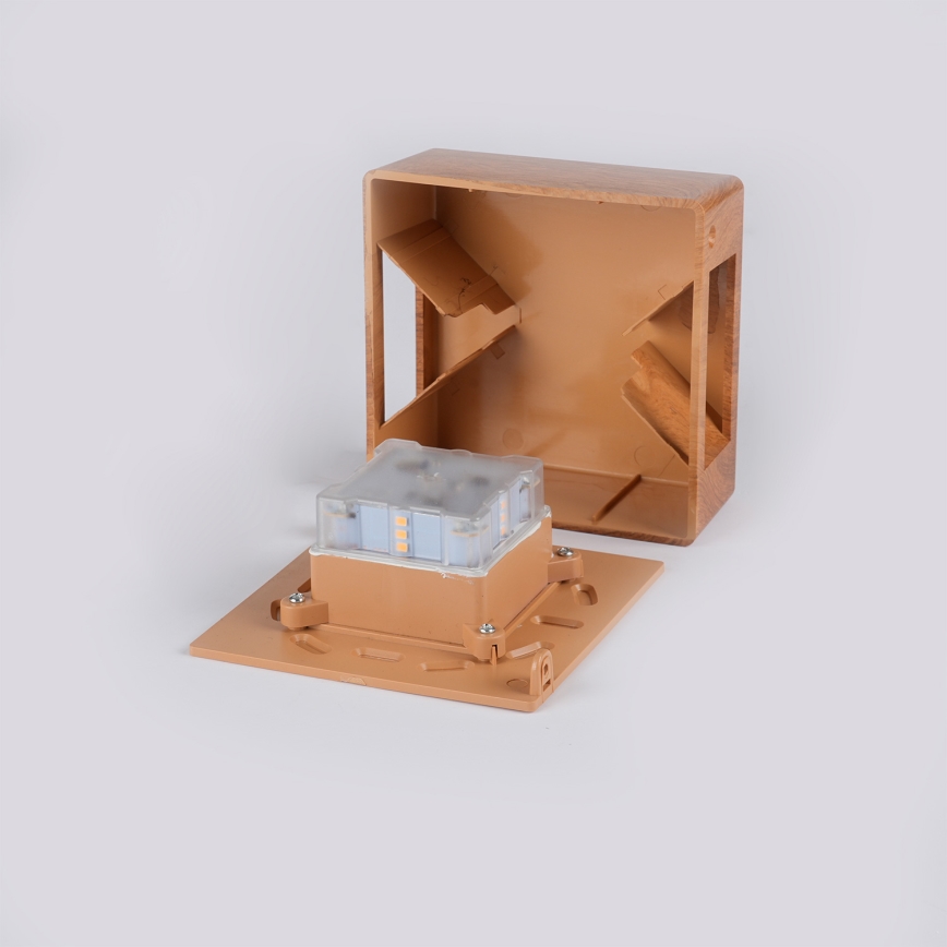 Brilagi - Επιτοίχιο φωτιστικό εξωτερικού χώρου DOUBLERAY LED/6W/230V απομίμηση ξύλου IP54