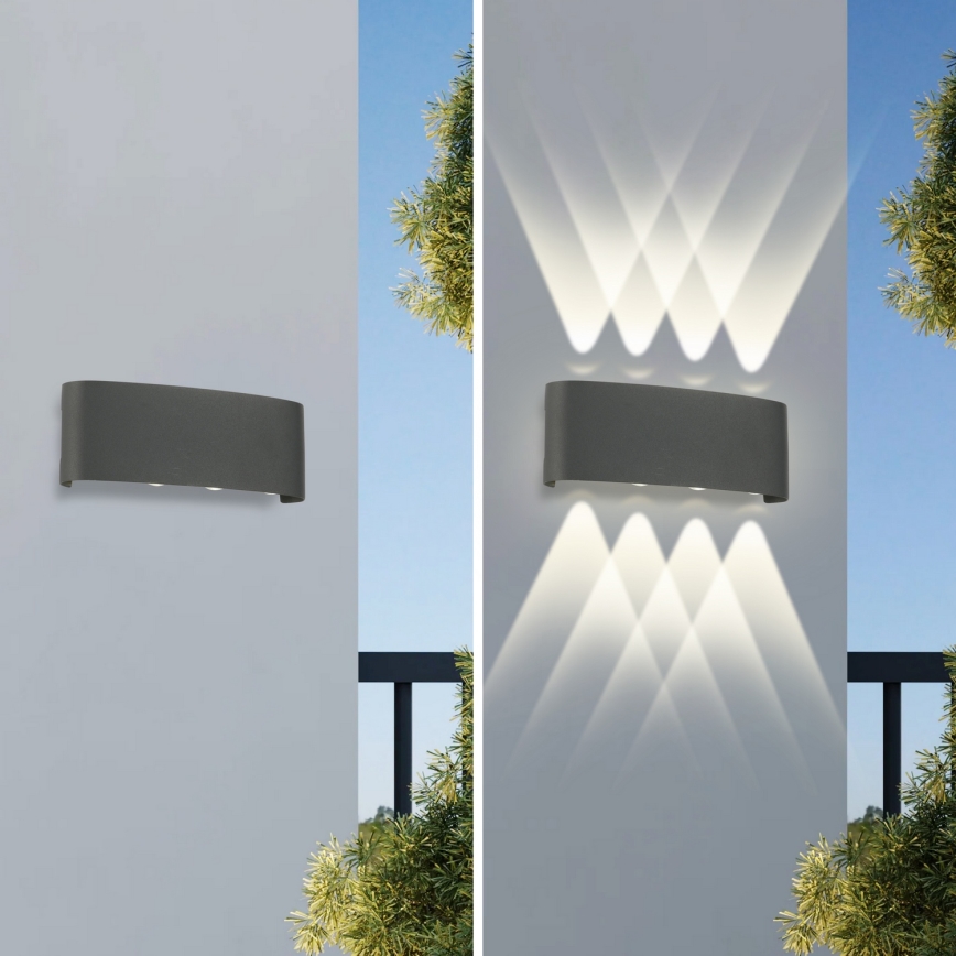 Brilagi - Επιτοίχιο φωτιστικό εξωτερικού χώρου LED FLAREBOX LED/8W/230V ανθρακί IP65