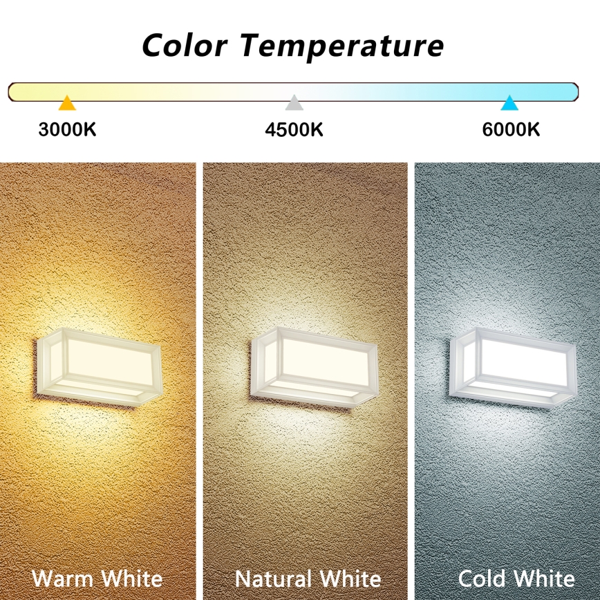 Brilagi - Εξωτερικό επιτοίχιο φωτιστικό LED PARKER LED/12W/230V 3000/4500/6000K λευκό IP44