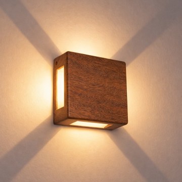 Brilagi - Επιτοίχιο φωτιστικό εξωτερικού χώρου LED QUADRAY LED/6W/230V, φινίρισμα ξύλου IP54