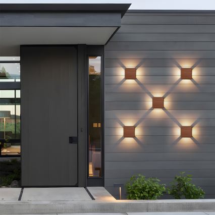 Brilagi - Επιτοίχιο φωτιστικό εξωτερικού χώρου LED QUADRAY LED/6W/230V, φινίρισμα ξύλου IP54