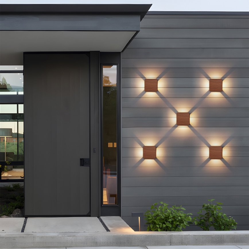 Brilagi - Επιτοίχιο φωτιστικό εξωτερικού χώρου LED QUADRAY LED/6W/230V, φινίρισμα ξύλου IP54