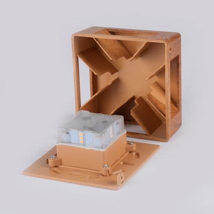 Brilagi - Επιτοίχιο φωτιστικό εξωτερικού χώρου LED QUADRAY LED/6W/230V, φινίρισμα ξύλου IP54