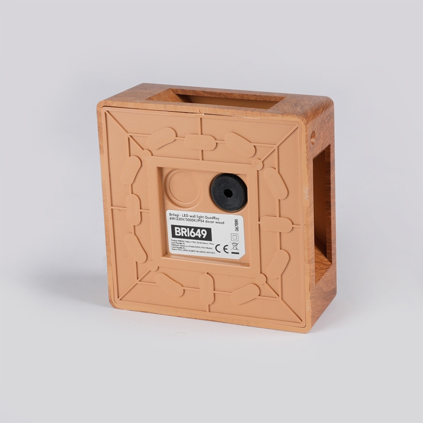 Brilagi - Επιτοίχιο φωτιστικό εξωτερικού χώρου LED QUADRAY LED/6W/230V, φινίρισμα ξύλου IP54