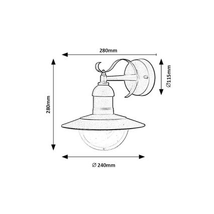 Brilagi - Επιτοίχιο φωτιστικό εξωτερικού χώρου MOLDE 1xE27/60W/230V IP44 μαύρο