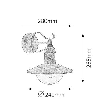 Brilagi - Επιτοίχιο φωτιστικό εξωτερικού χώρου MOLDE 1xE27/60W/230V IP44 μπρονζέ/πατίνα