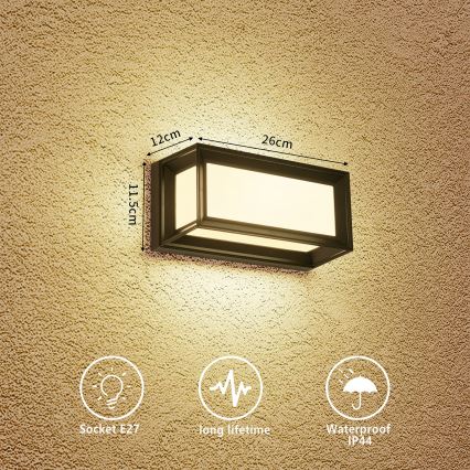 Brilagi - Επιτοίχιο φωτιστικό εξωτερικού χώρου PARKER 1xE27/60W/230V μαύρο IP44