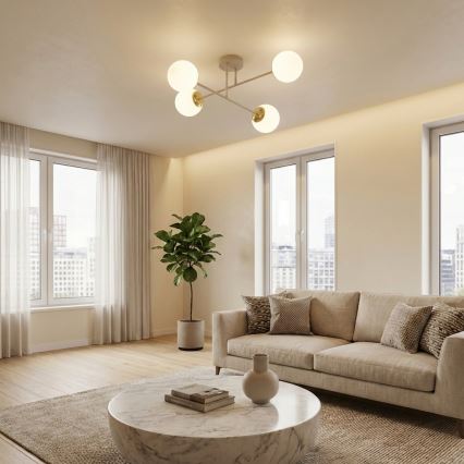 Brilagi - Επιτοίχιο φωτιστικό οροφής 4xE27/60W/230V μπεζ/χρυσό