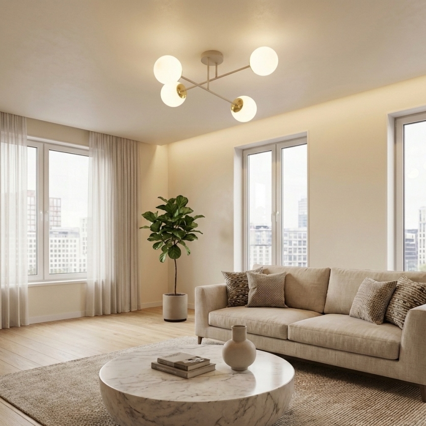 Brilagi - Επιτοίχιο φωτιστικό οροφής 4xE27/60W/230V μπεζ/χρυσό