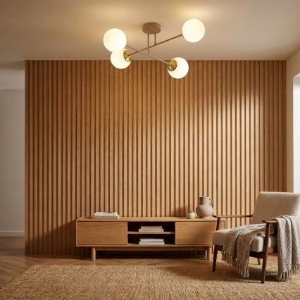 Brilagi - Επιτοίχιο φωτιστικό οροφής 4xE27/60W/230V μπεζ/χρυσό