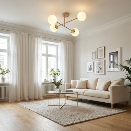 Brilagi - Επιτοίχιο φωτιστικό οροφής MILO ECRU 4xE27/60W/230V μπεζ/χρυσό