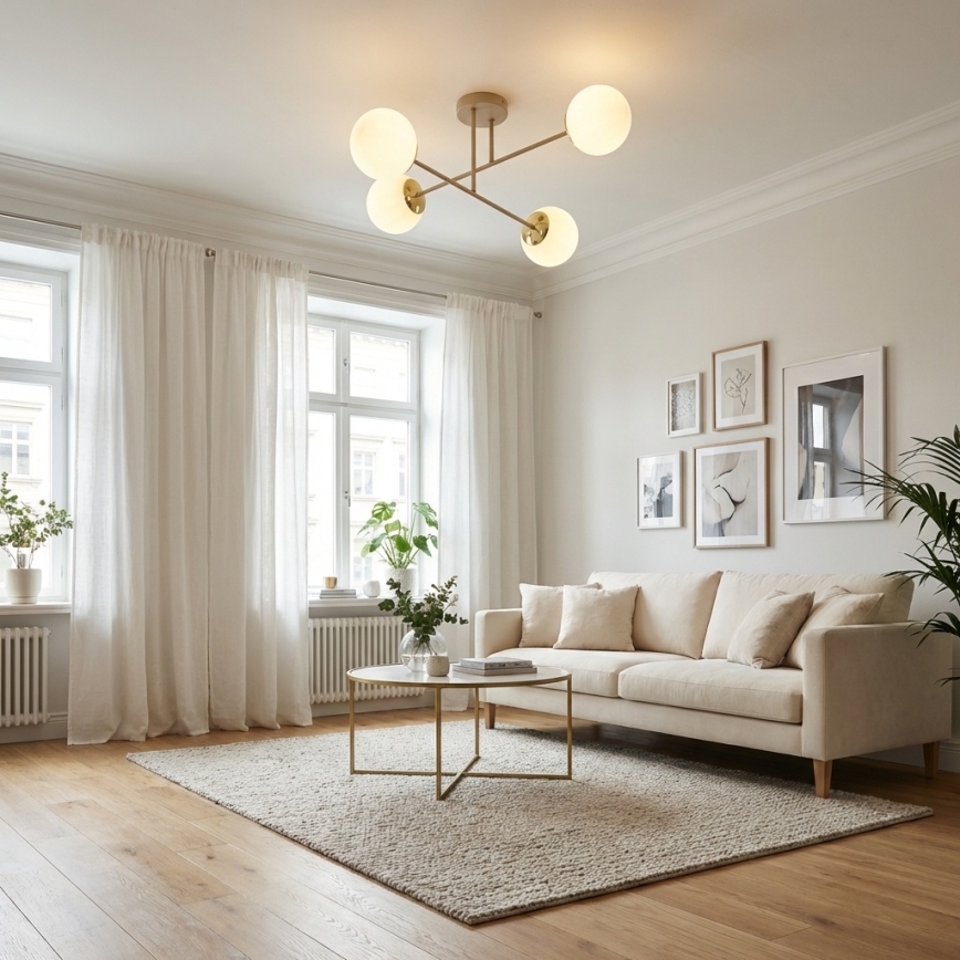 Brilagi - Επιτοίχιο φωτιστικό οροφής MILO ECRU 4xE27/60W/230V μπεζ/χρυσό