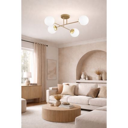 Brilagi - Επιτοίχιο φωτιστικό οροφής MILO ECRU 4xE27/60W/230V μπεζ/χρυσό