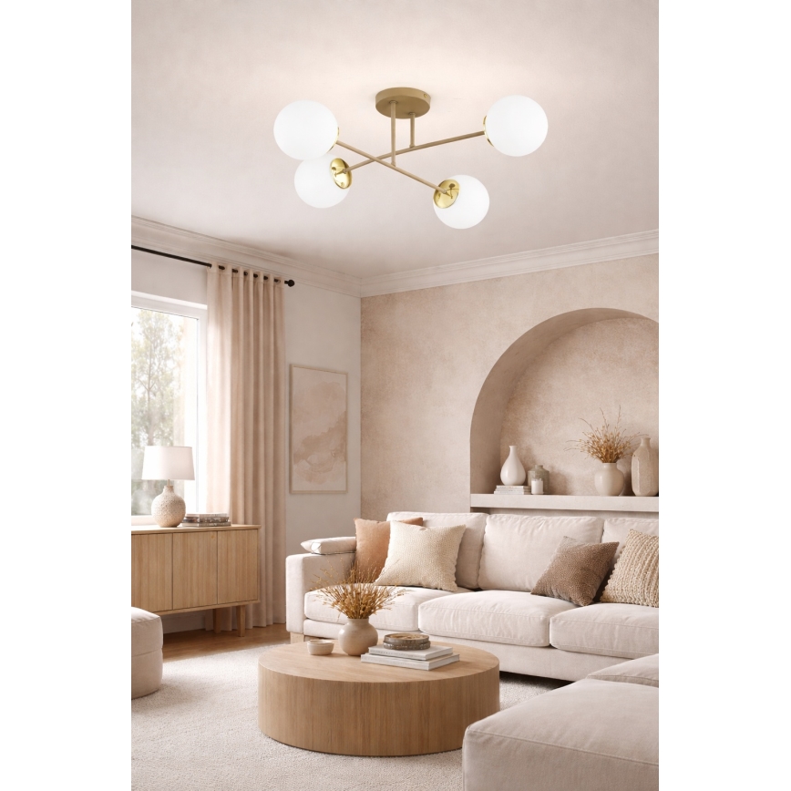 Brilagi - Επιτοίχιο φωτιστικό οροφής MILO ECRU 4xE27/60W/230V μπεζ/χρυσό