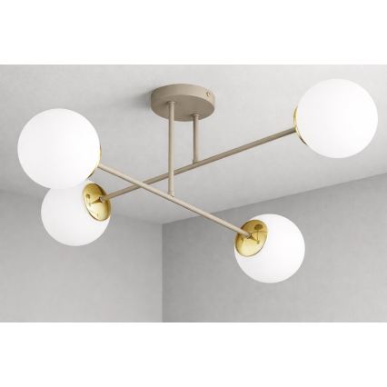 Brilagi - Επιτοίχιο φωτιστικό οροφής MILO ECRU 4xE27/60W/230V μπεζ/χρυσό