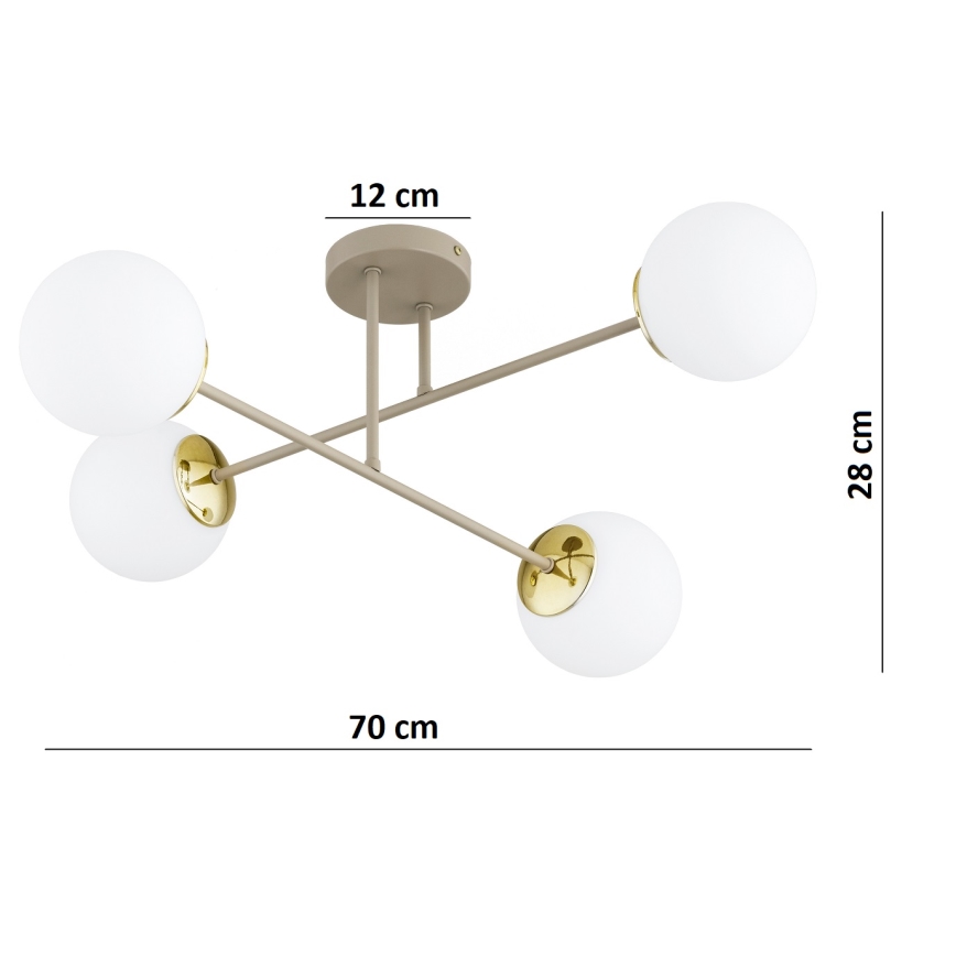 Brilagi - Επιτοίχιο φωτιστικό οροφής MILO ECRU 4xE27/60W/230V μπεζ/χρυσό