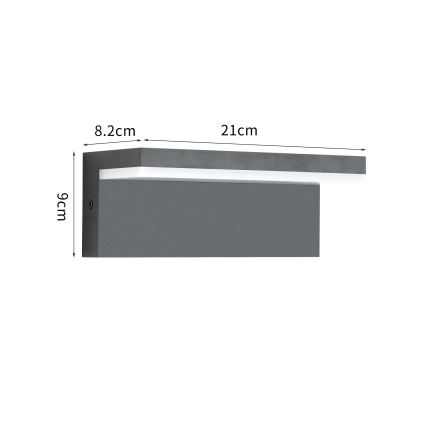 Brilagi - Επιτοίχιο LED φωτιστικό εξωτερικού χώρου TESSI LED/10W/230V ανθρακί IP54